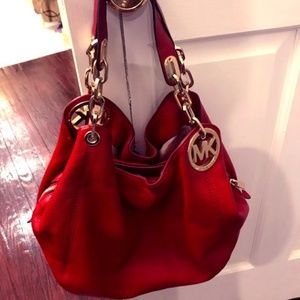 Michael Kors Red Leather Hobo
